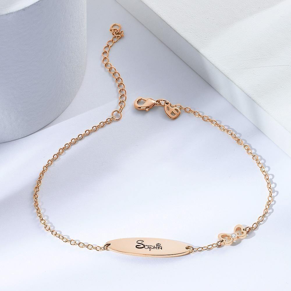 Pulsera grabada Pulsera con nombre personalizada Pulsera chapada en oro rosa