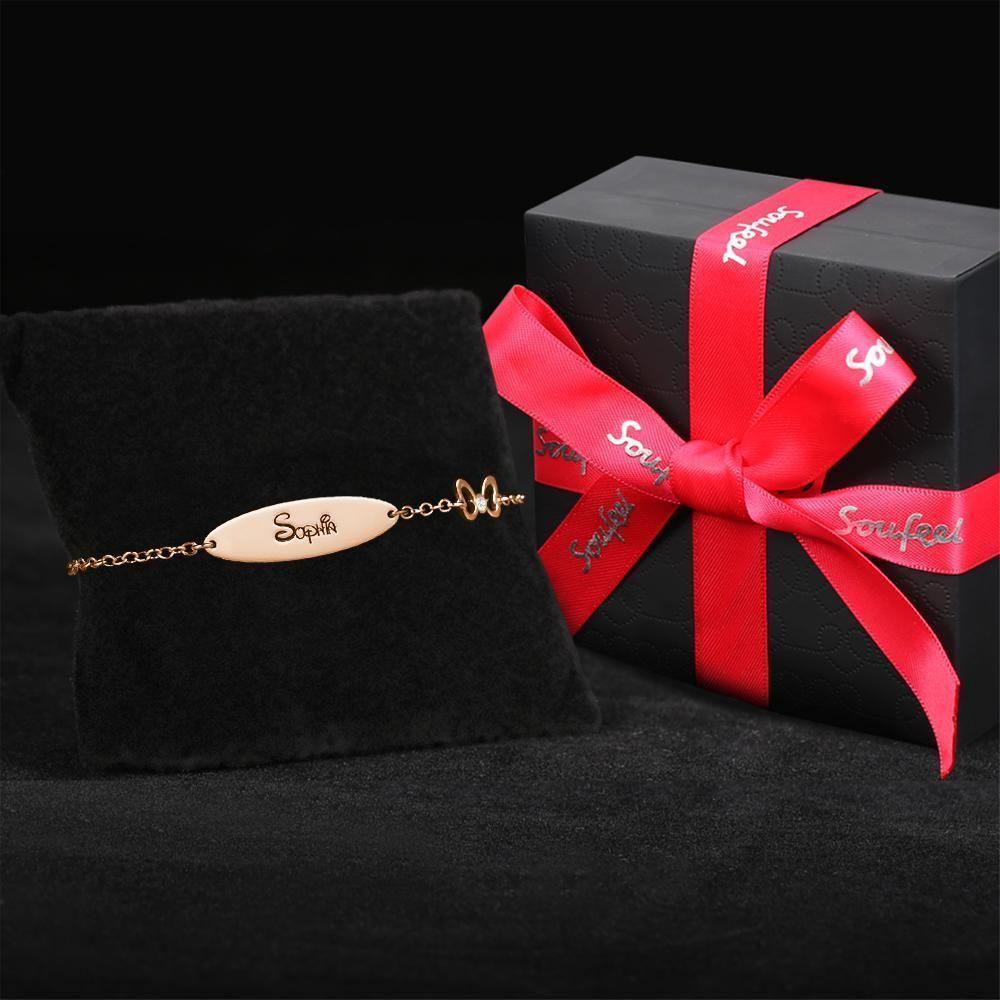 Pulsera grabada Pulsera con nombre personalizada Pulsera chapada en oro rosa