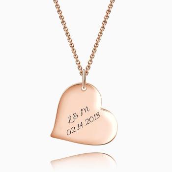 Collar de Corazón Grabado Plata Chapada en Oro Rosa