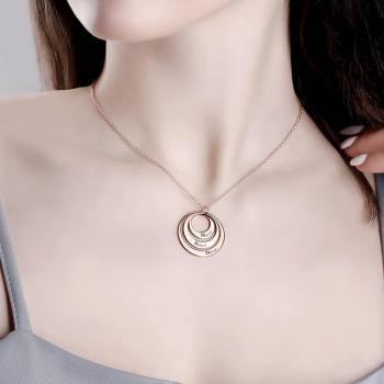 Regalo para Mamá - Collar de Tres Discos Grabados Plata Chapada en Oro Rosa