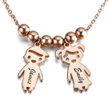 Collar de Madre con Ni?os Chapado en Oro Rosa de Plata