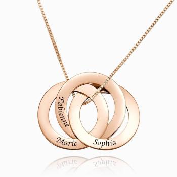 Collar de Tres Discos Grabado en Plata Chapada en Oro Rosa