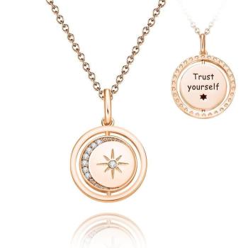 Collar Grabado Monedas de Bendición Regalo para Ella Plata Chapada en Oro Rosa