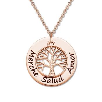 Collar con Nombre Grabado Madres Regalos Significativos Collar del ?rbol de la Familia Plata Chapado en Oro Rosa