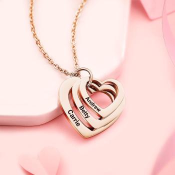 Collar Grabado a Medida Collar de Disco en forma de Corazón Color Oro Rosa Regalos para Ella