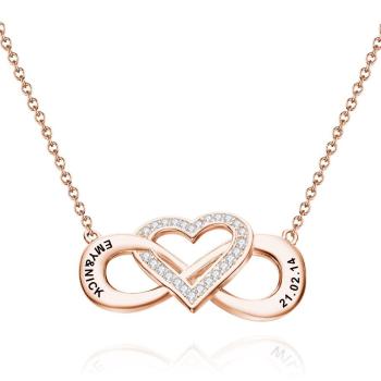 Collar Grabado Collar Infinito con Nombre de Corazón Regalos de Pareja Chapado en Oro Rosa