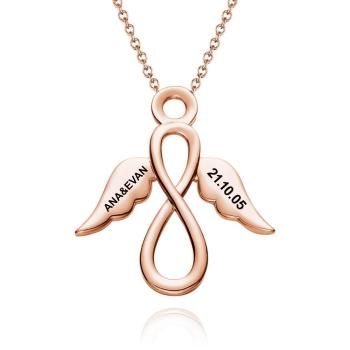 Collar Infinito Collar Grabado con Alas Nombre Collar Love You Regalos para Ella Chapado en Oro Rosa