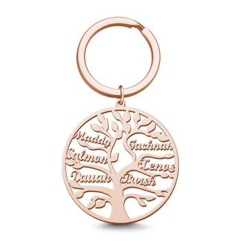 Engraved Circle Family Tree Key Chain -