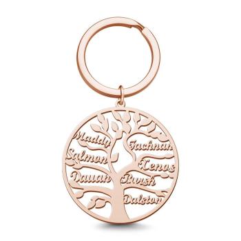 Engraved Circle Family Tree Key Chain -