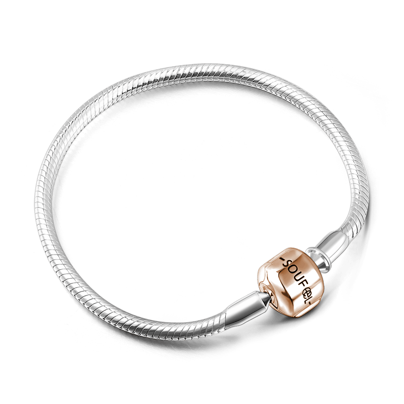 Pulsera Básica De Plata De Ley 925 Exclusiva En Oro Rosa