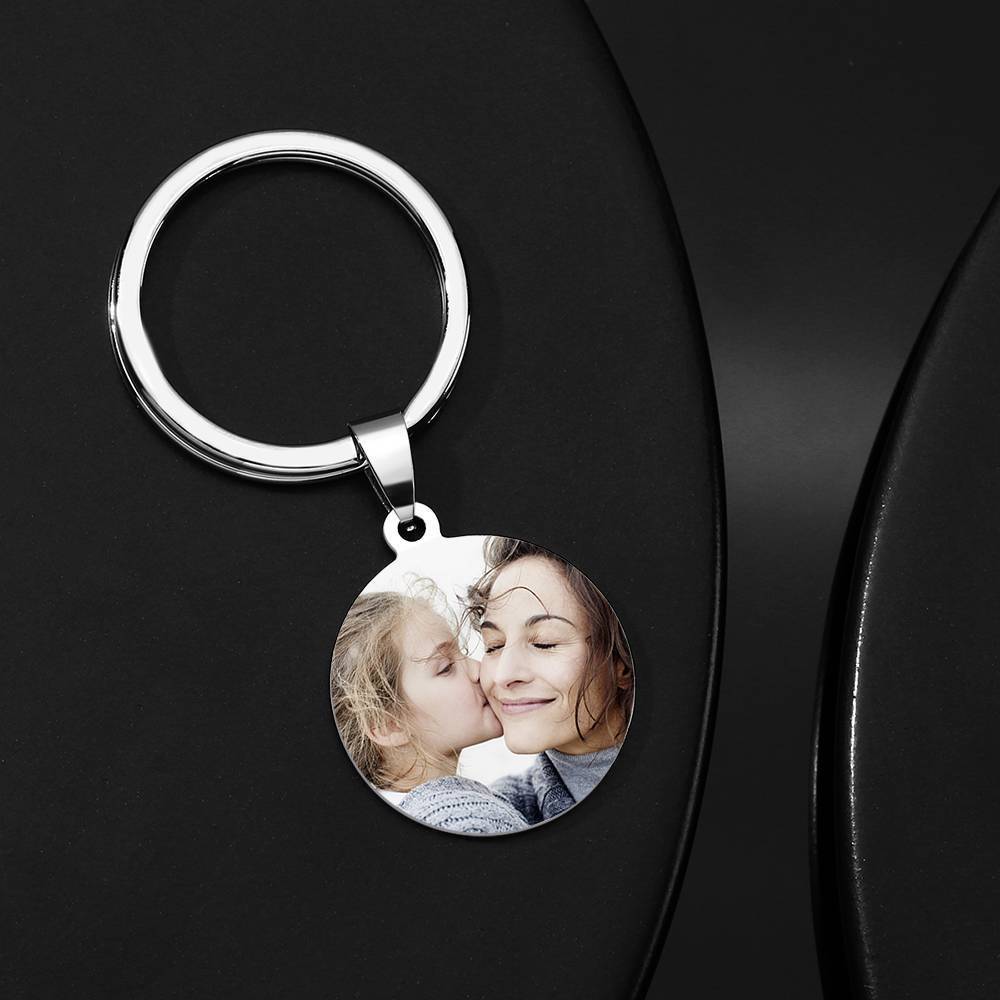 Round Tag Photo Keychain Superhero Gifts for Daddy Stainless Steel -