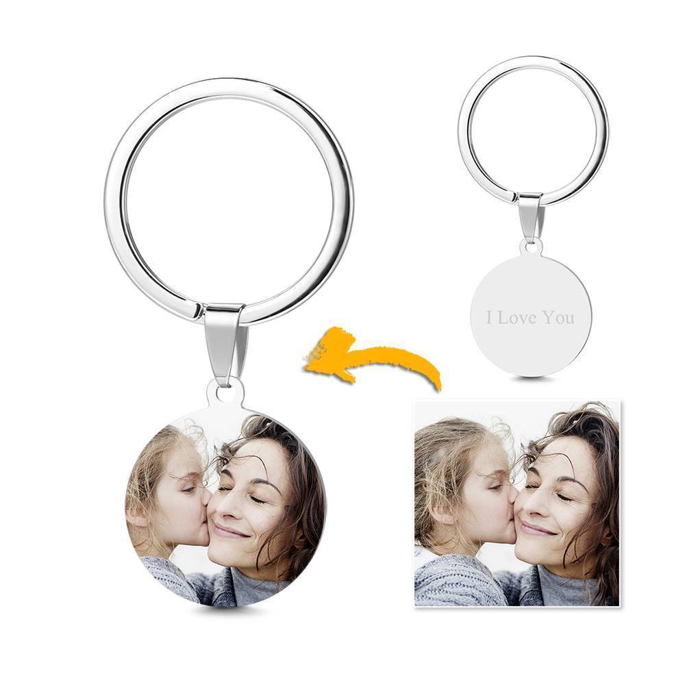 Round Tag Photo Keychain Superhero Gifts for Daddy Stainless Steel -
