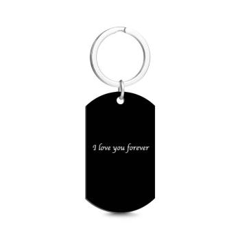 Photo Engraved Tag Key Chain Stainless Steel for Couple -