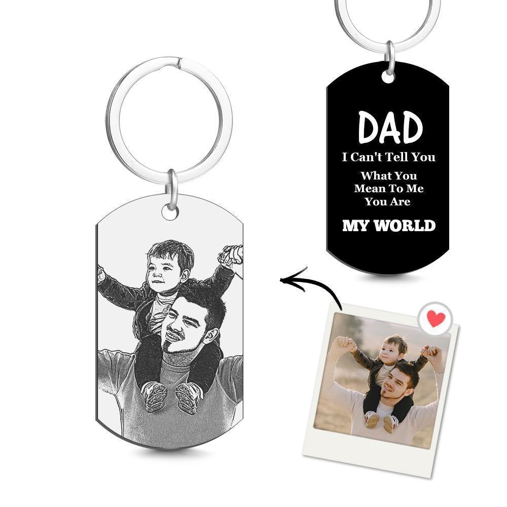 Photo Tag Keychain You Are My World Father's Day Gifts -