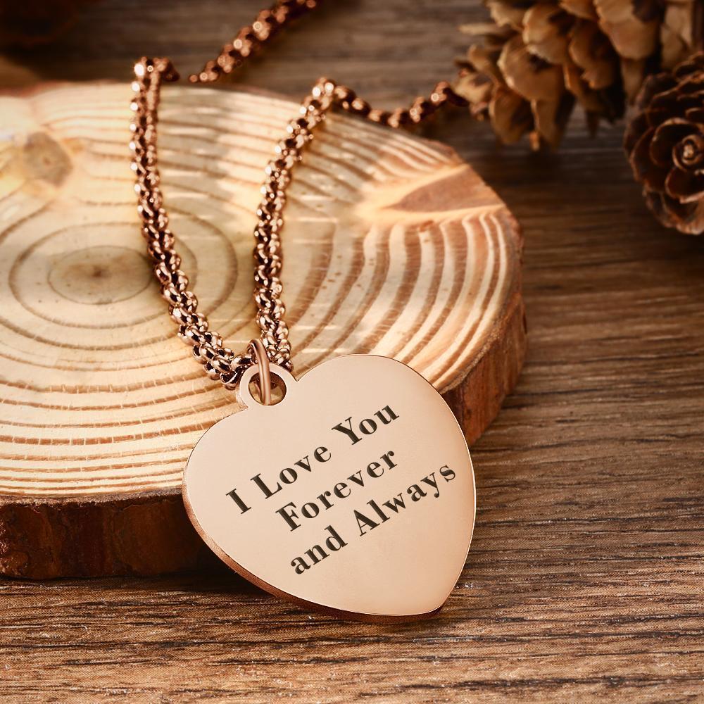 Collar con Foto Personalizada Collar de Corazón Grabado Collar de Oro Rosa Regalos para Ella