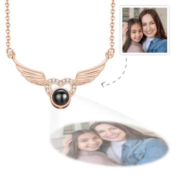 Collar De Proyección De Fotos Personalizado, Collar Con Colgante De Alas En Forma De Corazón, Regalo Creativo - TuNombrecollar