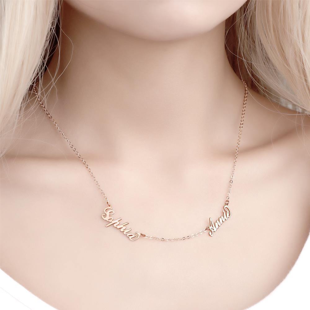 Personalised Two Name Necklace Silver - yournamencklaceuk