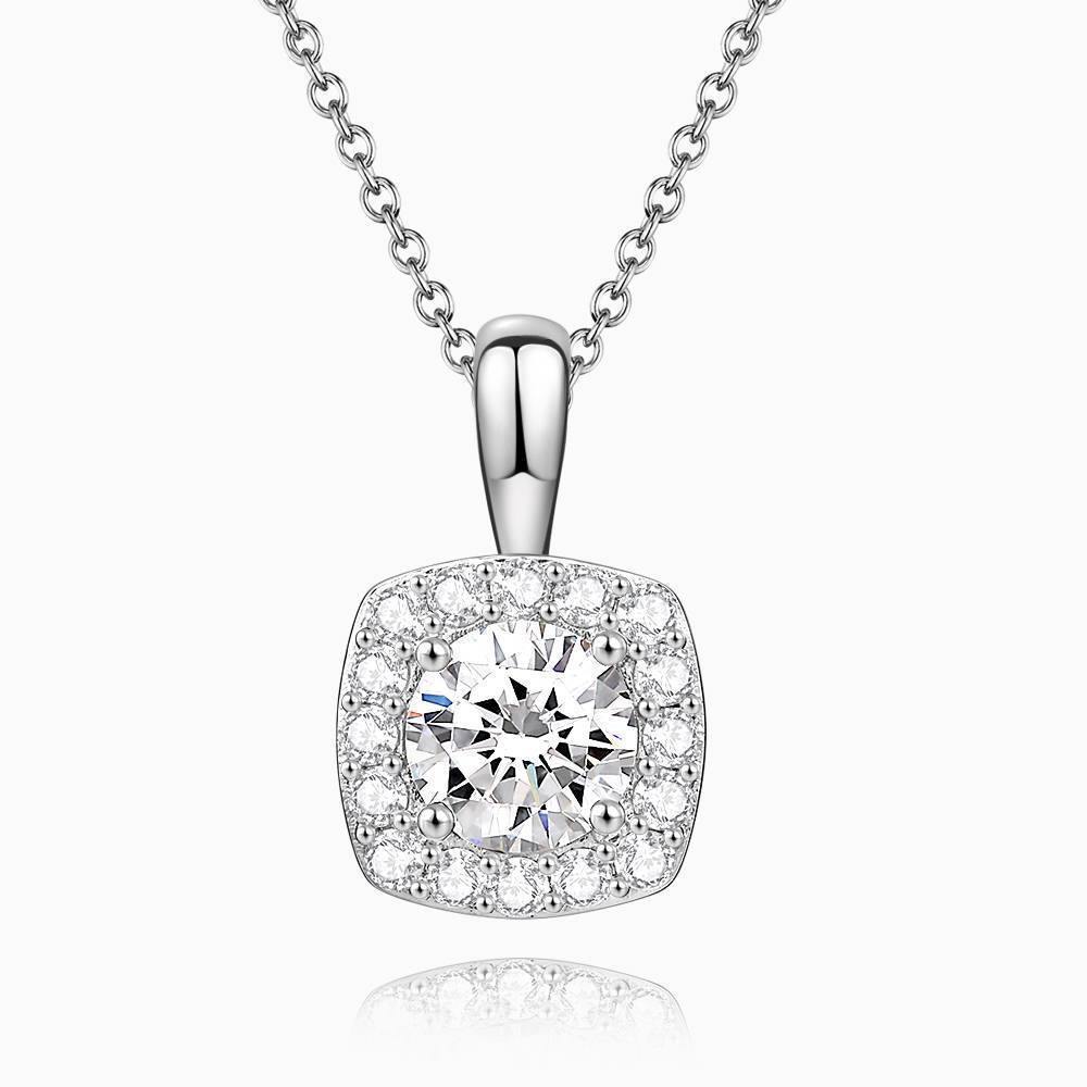 Collar Personalizado Con Piedra De Nacimiento Plata Chapada En Platino