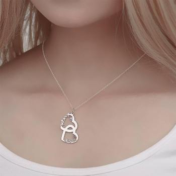 Custom Birthstone Necklace, Name Necklace Heart-shaped Silver - yournamencklaceuk
