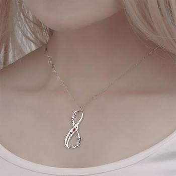Name Necklace with Birthstone Infinity Necklace Unique Gift Silver - yournamencklaceuk
