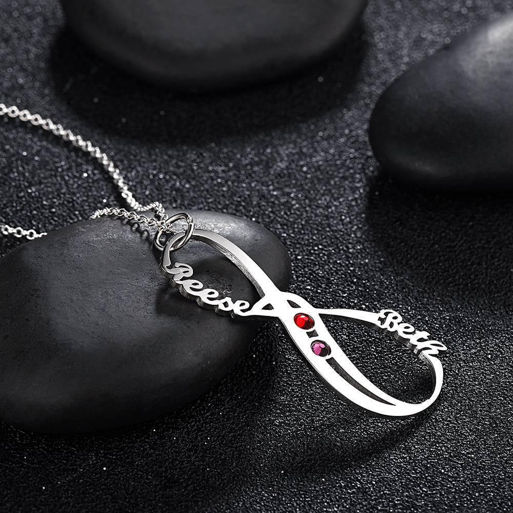 Name Necklace with Birthstone Infinity Necklace Unique Gift Silver - yournamencklaceuk