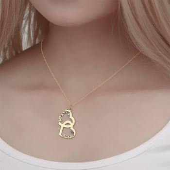 Custom Birthstone Necklace, Name Necklace Heart-shaped 14K Gold Plated - Silver - yournamencklaceuk