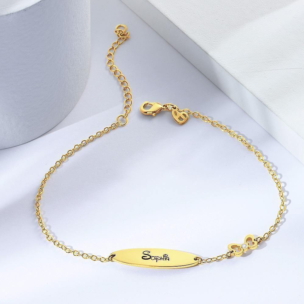 Pulsera grabada Pulsera con nombre personalizada Pulsera chapada en oro de 14k