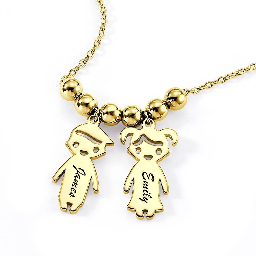 Collar de Madre con Charms de Ni?os Plata Chapada en Oro 14K