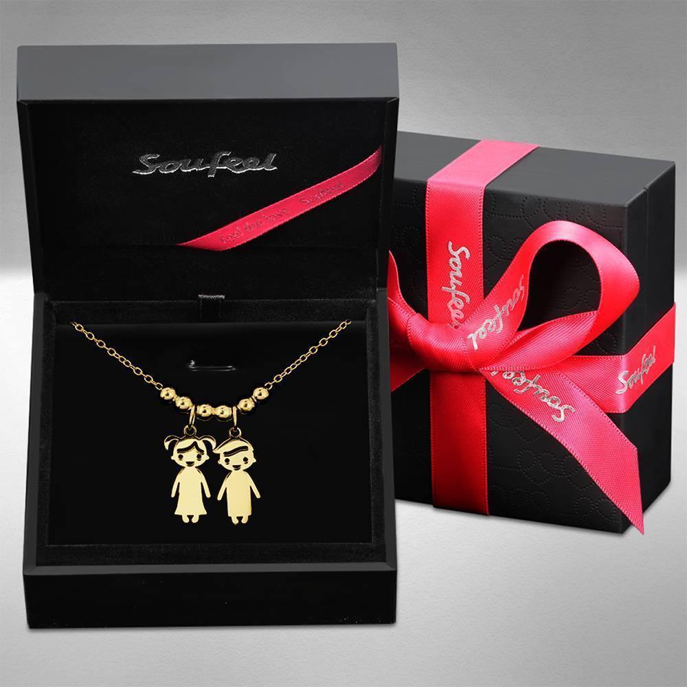Collar de Madre con Charms de Ni?os Plata Chapada en Oro 14K