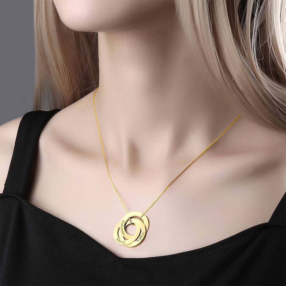 Collar de Tres Discos Grabado en Plata Chapada en Oro 14k