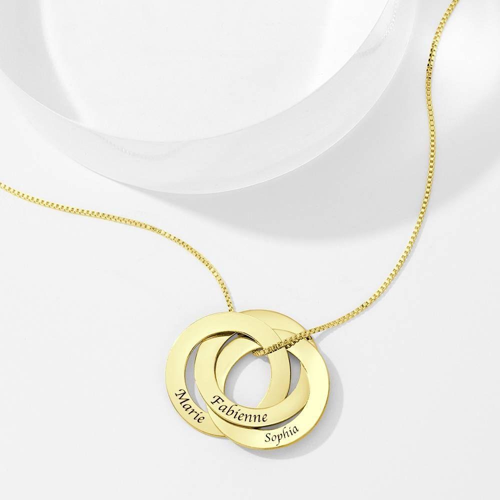 Collar de Tres Discos Grabado en Plata Chapada en Oro 14k