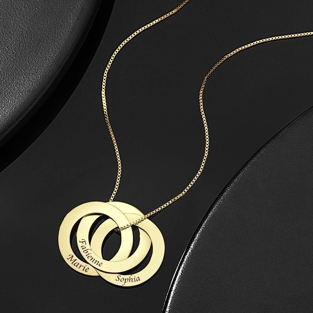 Collar de Tres Discos Grabado en Plata Chapada en Oro 14k