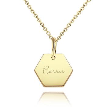 Collar personalizado con etiqueta de Hexágono chapado en oro de 14k