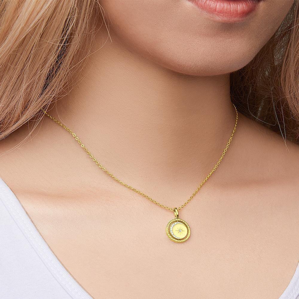 Collar con nombre Bendición Collar de monedas de plata chapada en oro de 14k