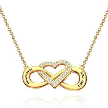 Collar Grabado Collar Infinito con Nombre del Corazón Regalos para Parejas 14k Chapado en Oro