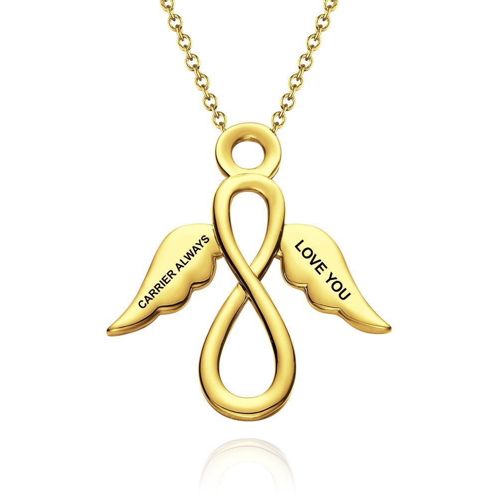 Collar Infinito Collar Grabado con Nombre Alas Regalos para Ella Chapado en Oro 14k