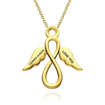Collar Infinito Collar Grabado con Nombre Alas Regalos para Ella Chapado en Oro 14k