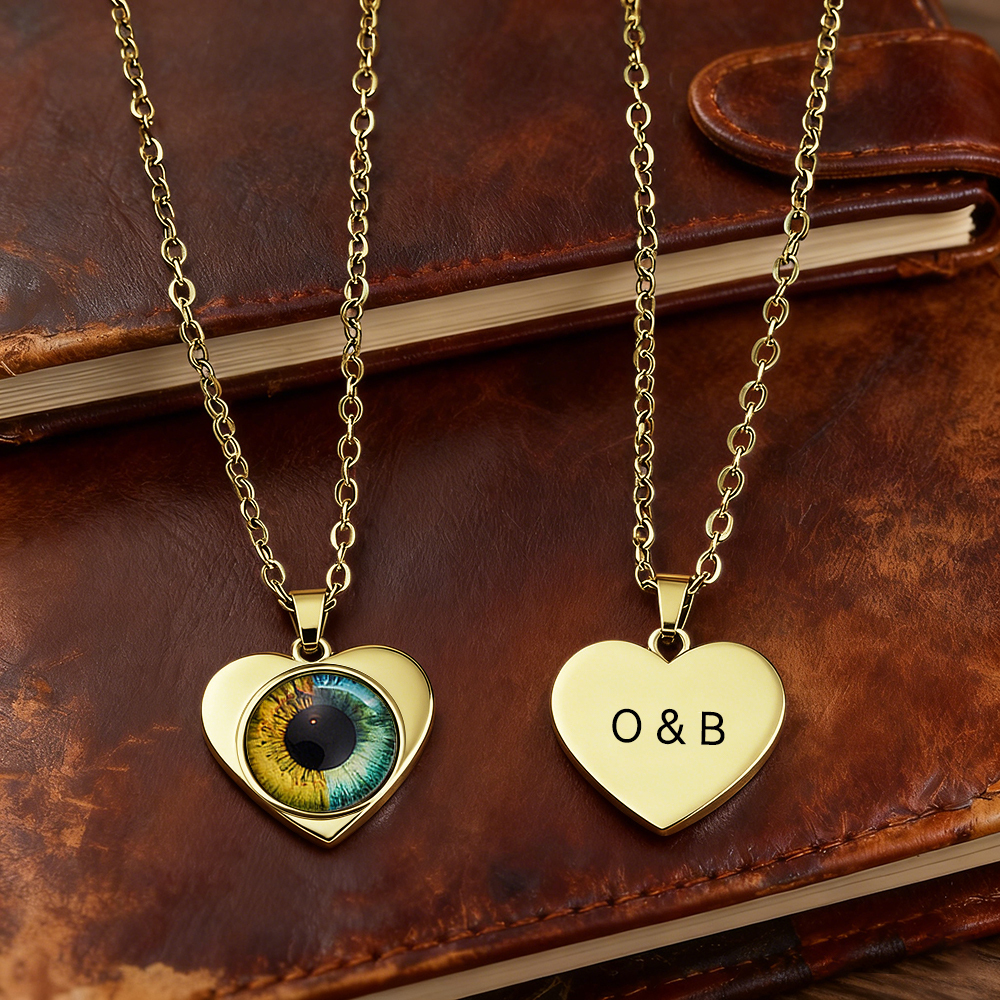 Colgante Personalizado Con Retrato De Pareja De Dos Ojos, Almas Entrelazadas, Collar De Dos Ojos, Collar Personalizado 'nuestros Ojos', Regalo De Aniversario Para Parejas. - 