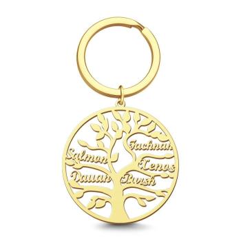 Engraved Circle Family Tree Key Chain -