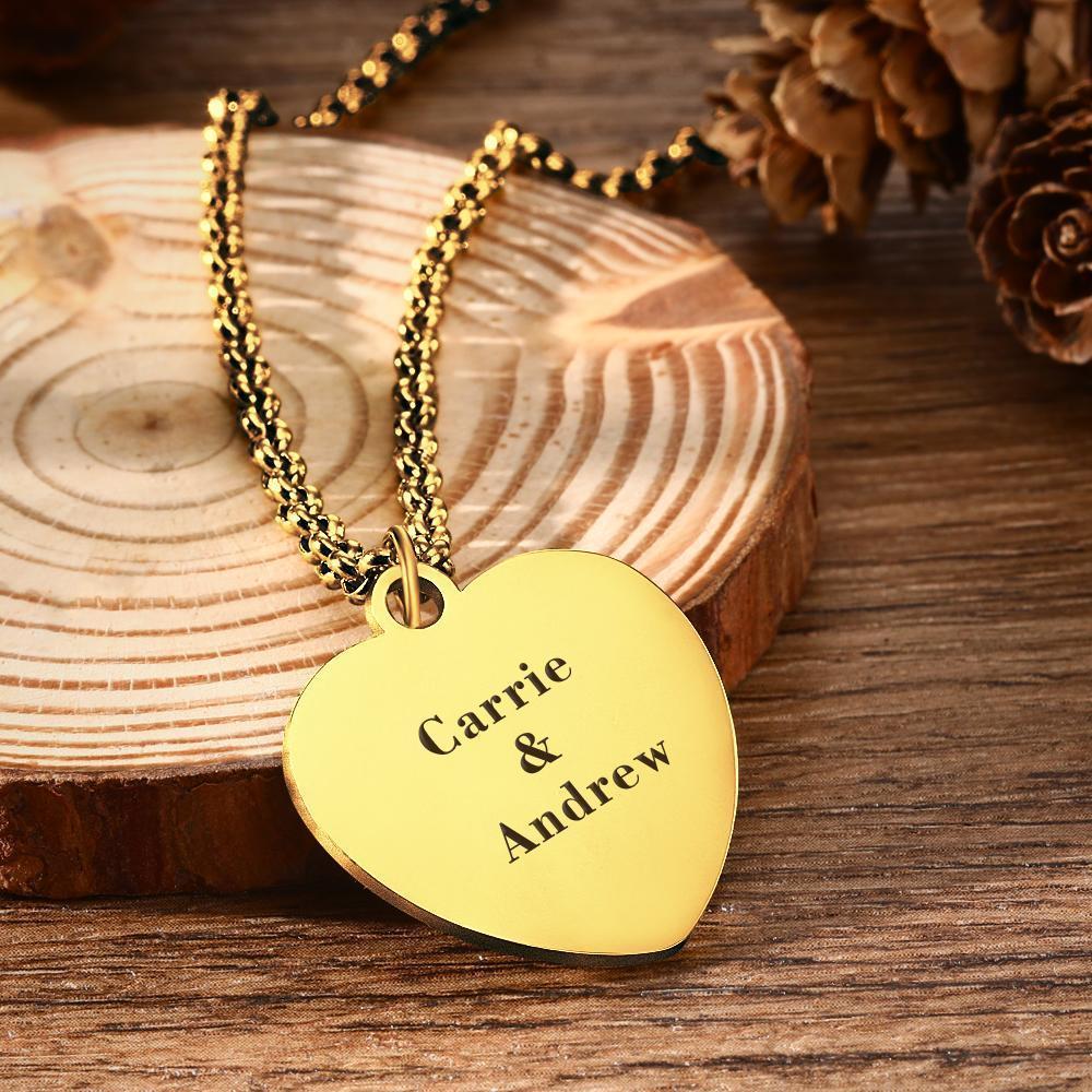 Collar con Foto Personalizada Collar Grabado Regalos de Oro para Parejas