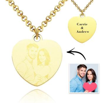 Collar con Foto Personalizada Collar Grabado Regalos de Oro para Parejas