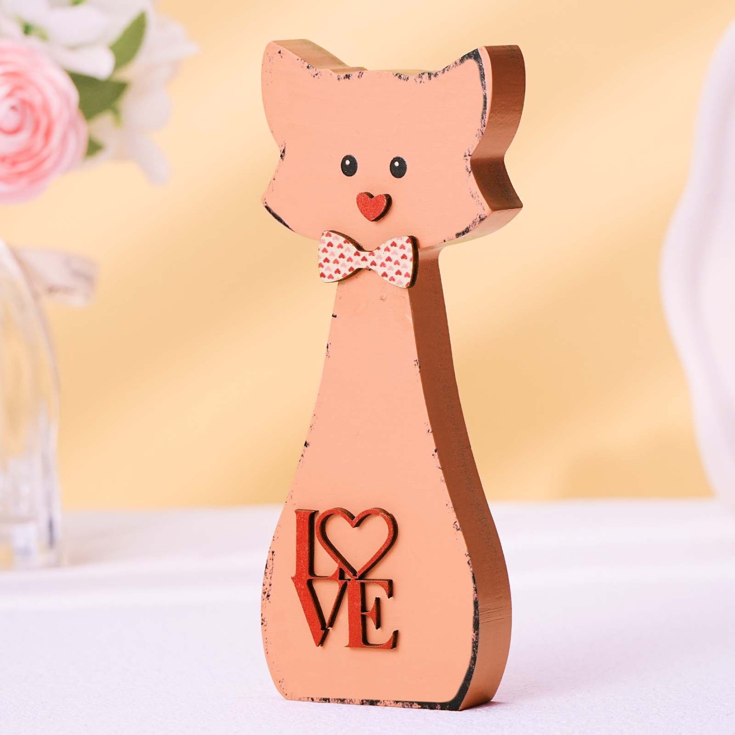 Pareja De Madera Fox Decoración Del Hogar Regalo Del Día De San Valentín Para Pareja - TuNombrecollar