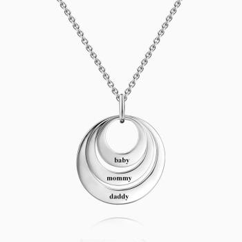 Regalo para Mamá - Collar de Tres Discos Grabados Plata