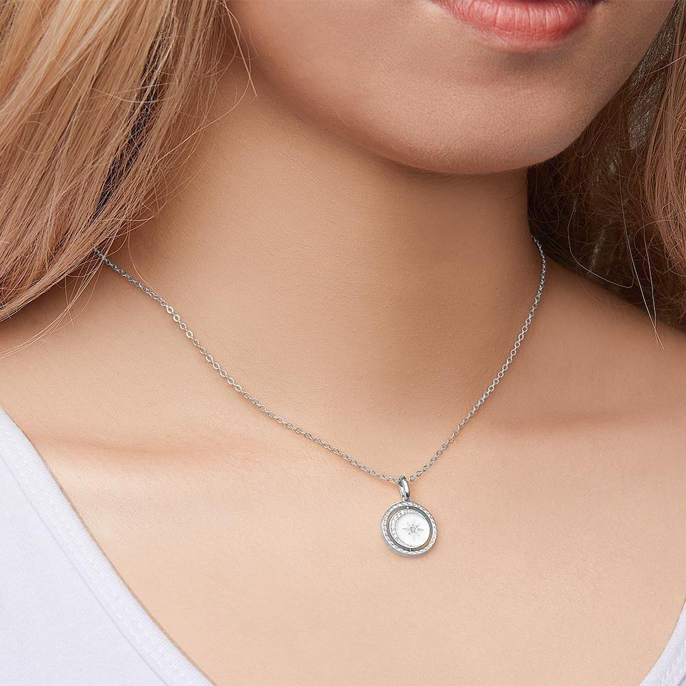 Collar Grabado Moneda de Bendición Regalos para Ella Plata
