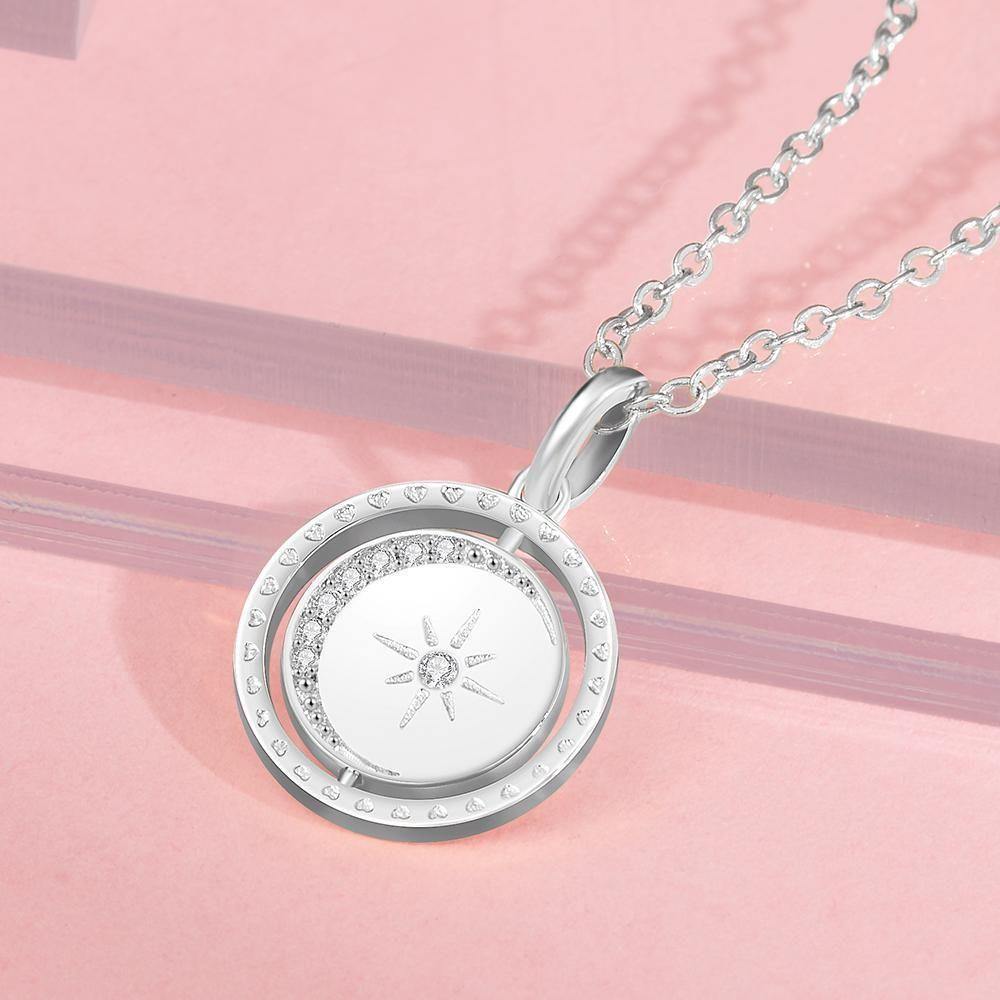 Collar Grabado Moneda de Bendición Regalos para Ella Plata