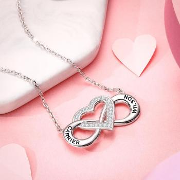Collar Grabado Collar Infinito con Nombre de Corazón Collar para Regalos de Pareja Chapado en Platino