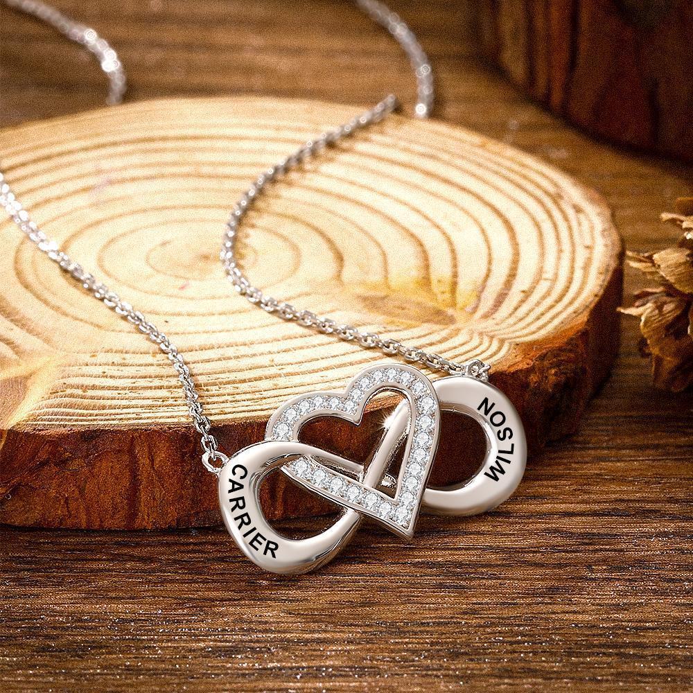 Collar Grabado Collar Infinito con Nombre de Corazón Collar para Regalos de Pareja Chapado en Platino