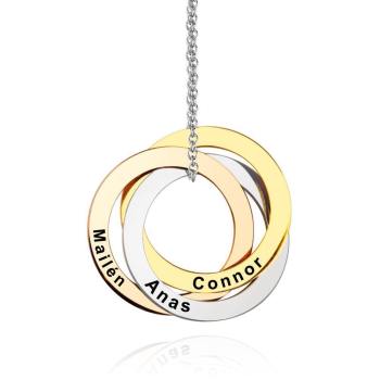 Custom 3 Circle necklace Russian Ring Necklace Stainless Steel - yournamencklaceuk