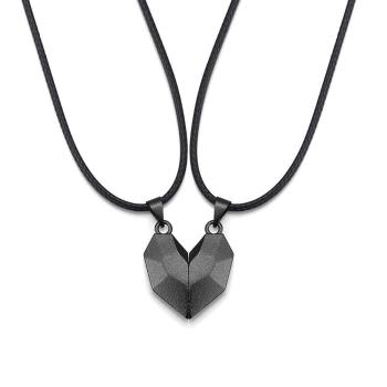Collar magnético grabado en forma de corazón 2 piezas Regalos para ella