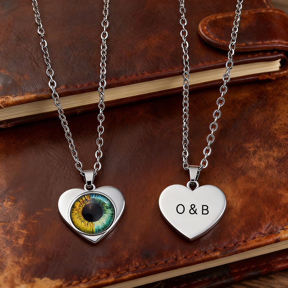 Colgante Personalizado Con Retrato De Pareja De Dos Ojos, Almas Entrelazadas, Collar De Dos Ojos, Collar Personalizado 'nuestros Ojos', Regalo De Aniversario Para Parejas. - 